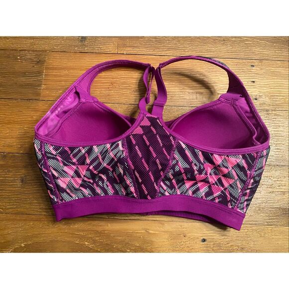 Victoria’s Secret VSX 32DD sports bra high support purple pink zipper - Picture 4 of 9